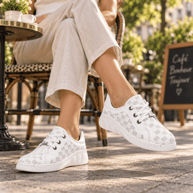 ZAPATILLA EXS CUADRILLE CUERO BLANCA - 2