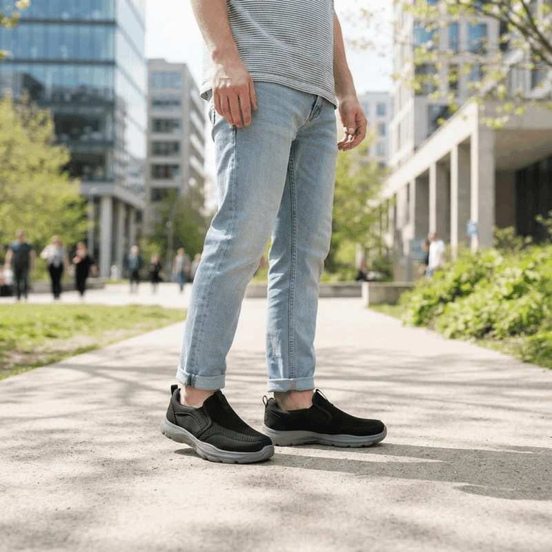 ZAPATILLA NEW WALK SLIP ON CONFORT URBAN NEGRA - 2
