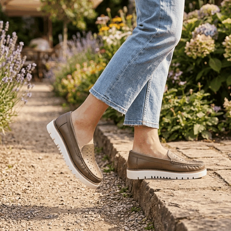 MOCASIN EXS TROQUELADO CONFORT CUERO BRONCE - 2