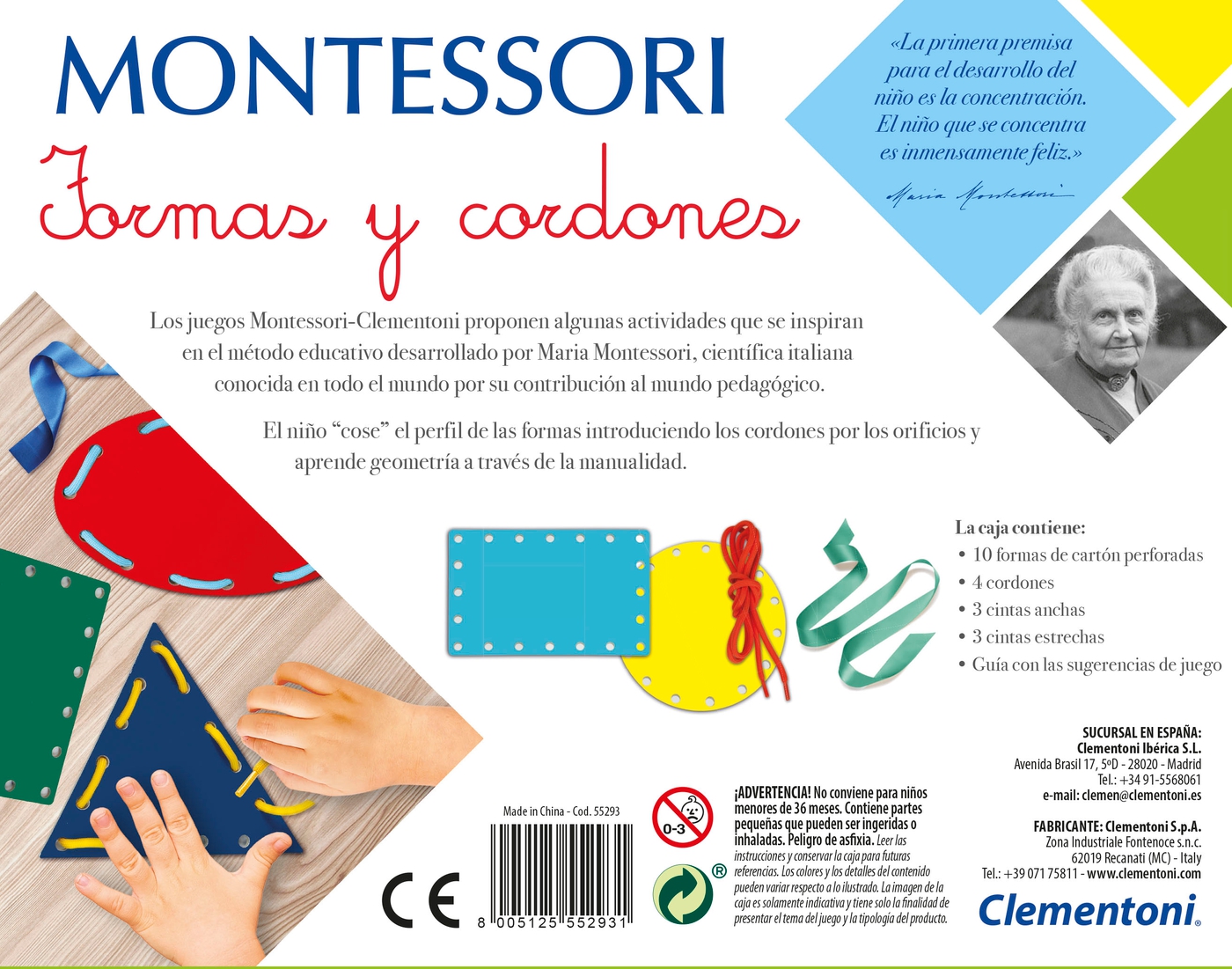 JUEGO EDUCATIVO CLEMENTONI MONTESSORI FORMAS Y CORDONES - 3