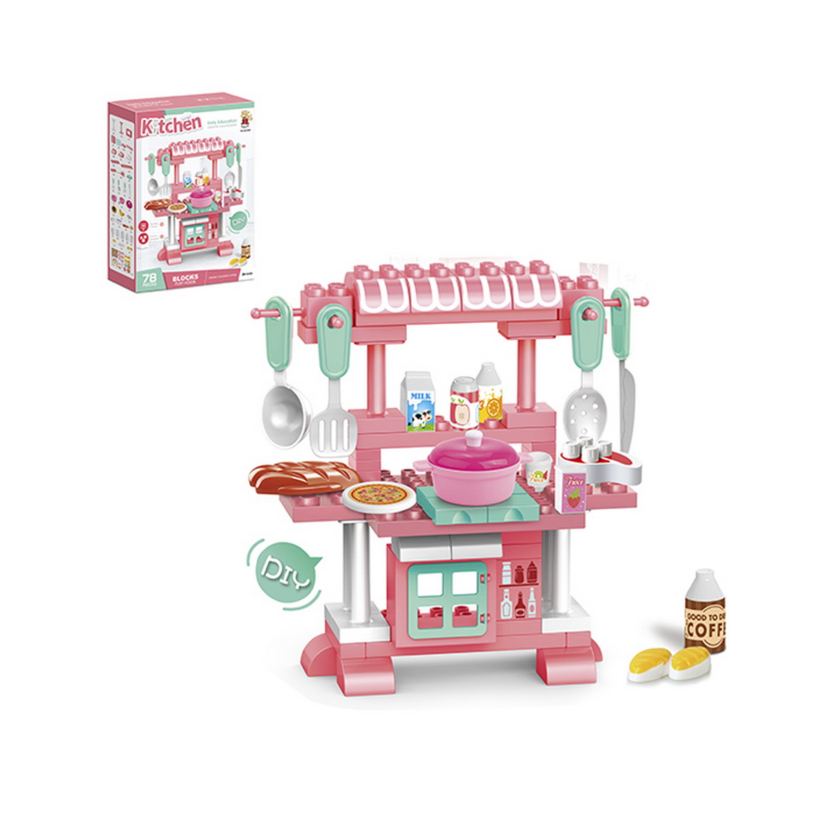 JUEGOS DE BLOQUES EVERKIDS ROSADO (COCINA) - 1