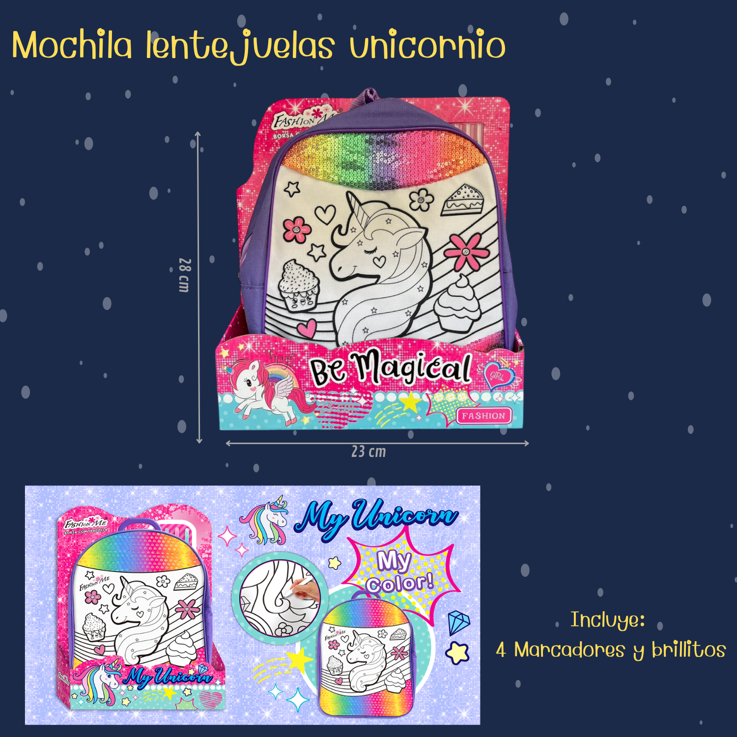 MOCHILA UNICORNIO LENTEJUELAS - 2