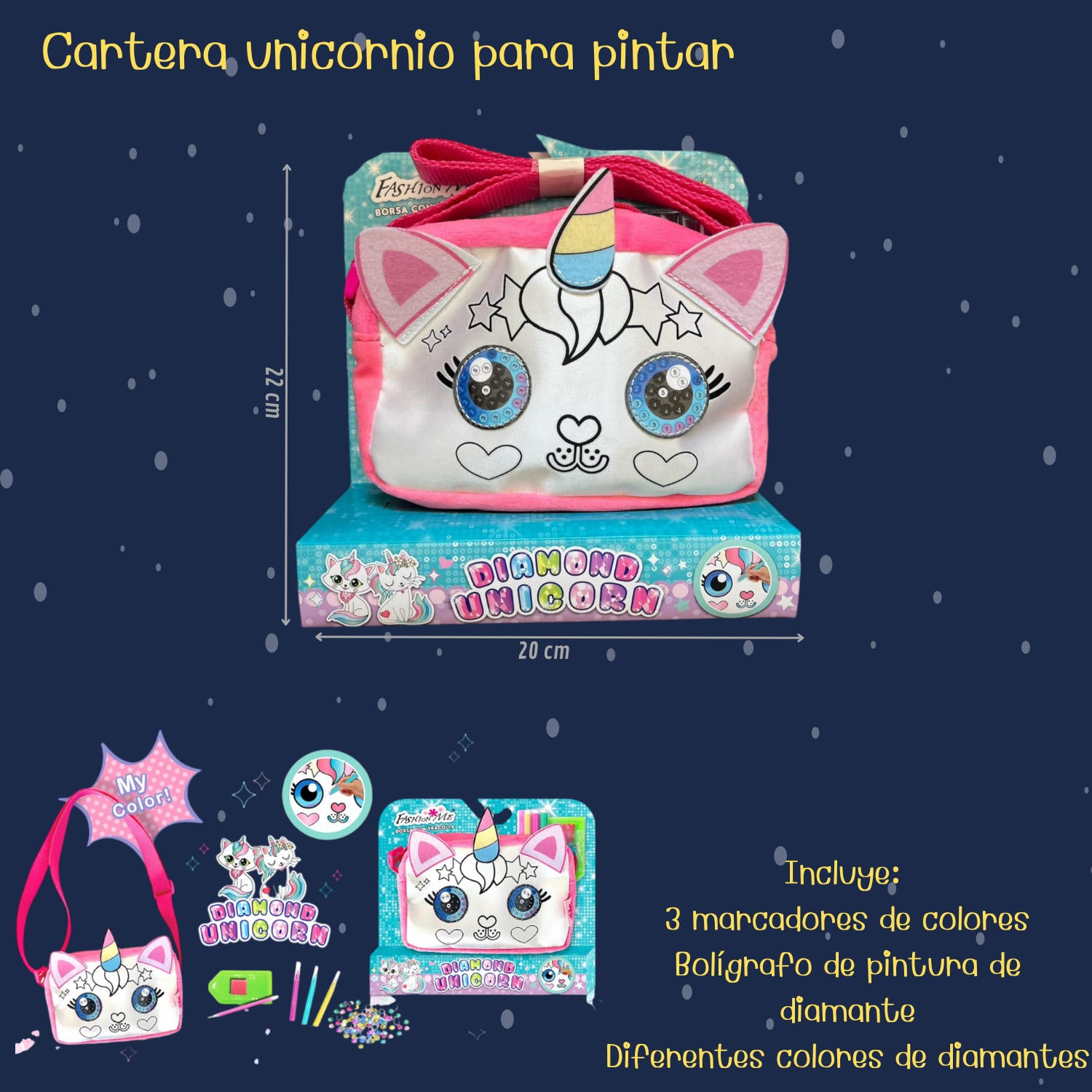 CARTERA NIÑA UNICORNIO PARA PINTAR - 3