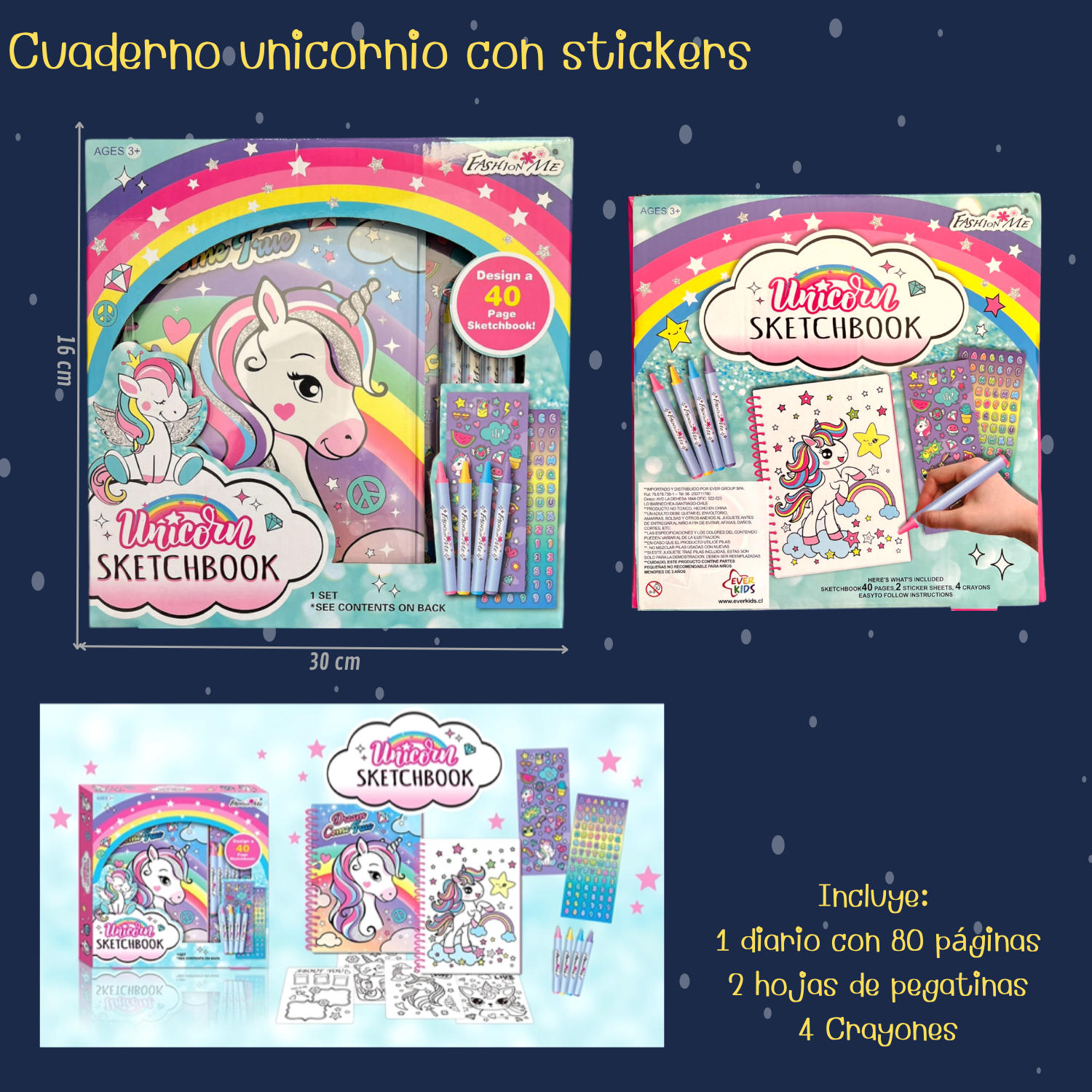 CUADERNO UNICORNIO CON STICKERS - 1