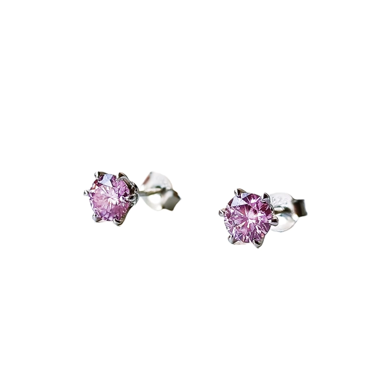 PENDIENTES PUNTO LUZ PIEDRA GEMA MOISSANITA ROSA - 1