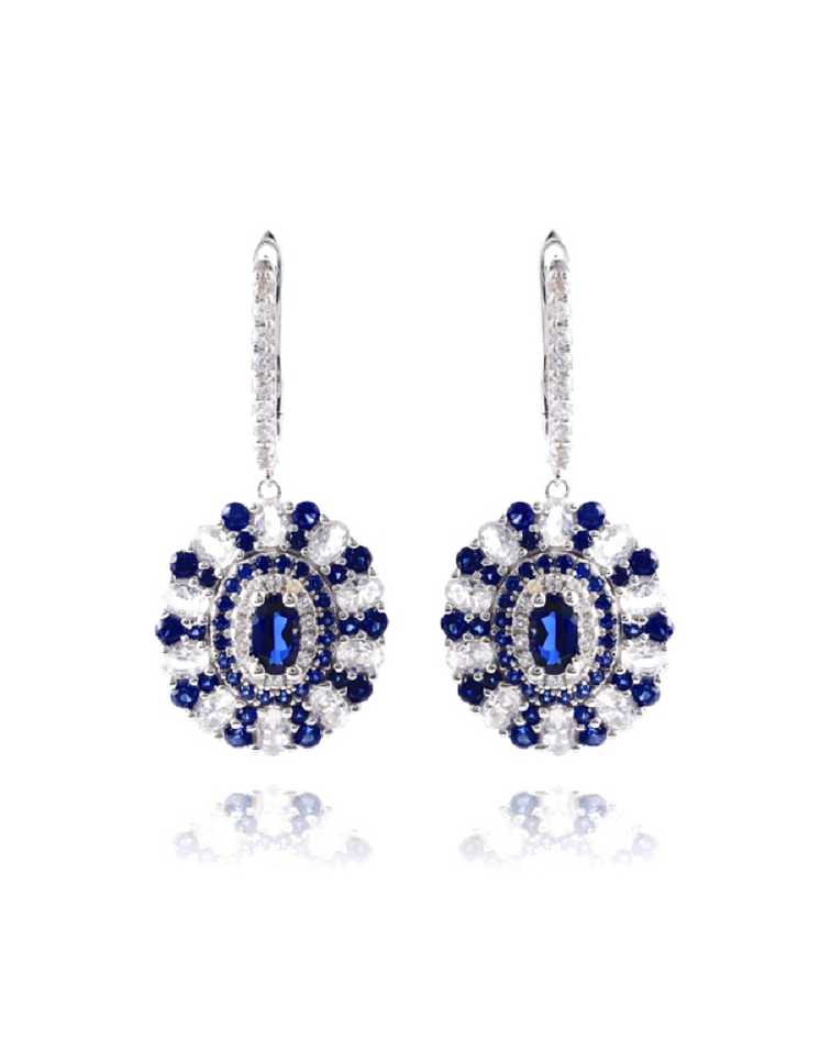 ARO ZAFIRO AZUL SINTÉTICO PENDIENTE PLATA 925 SAPHIRE BLUE - 1