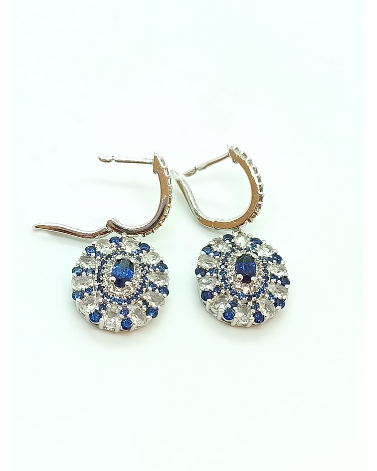 ARO ZAFIRO AZUL SINTÉTICO PENDIENTE PLATA 925 SAPHIRE BLUE - 2