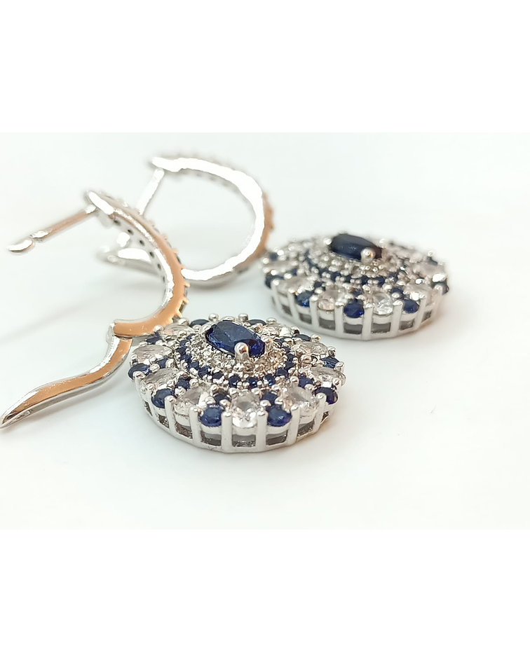 ARO ZAFIRO AZUL SINTÉTICO PENDIENTE PLATA 925 SAPHIRE BLUE - 3