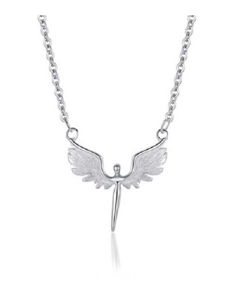 COLGANTE ALAS ANGEL PLATA 925 PAZ AMOR CHAPADO ORO EN COLOR BLANCO - 1