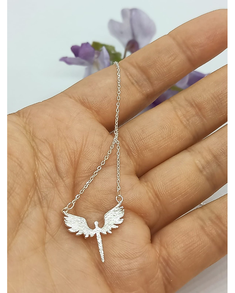 COLGANTE ALAS ANGEL PLATA 925 PAZ AMOR CHAPADO ORO EN COLOR BLANCO - 2