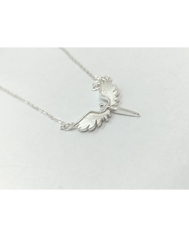COLGANTE ALAS ANGEL PLATA 925 PAZ AMOR CHAPADO ORO EN COLOR BLANCO - 3