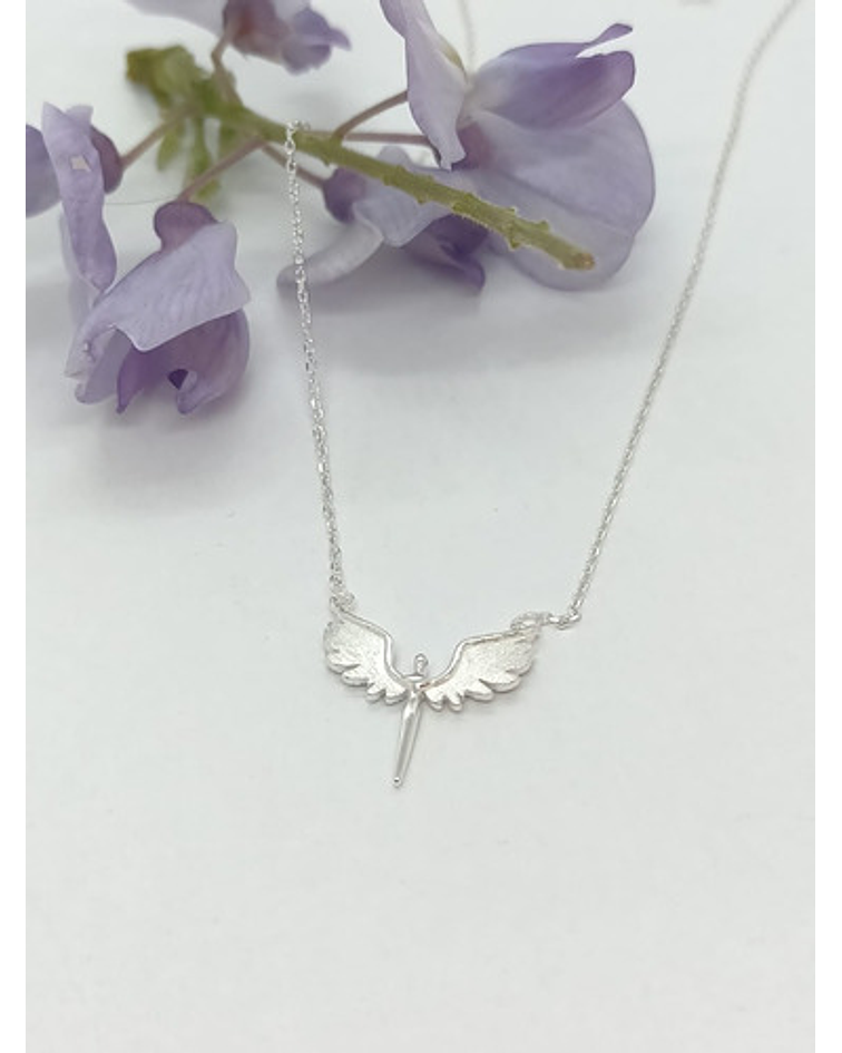 COLGANTE ALAS ANGEL PLATA 925 PAZ AMOR CHAPADO ORO EN COLOR BLANCO - 4
