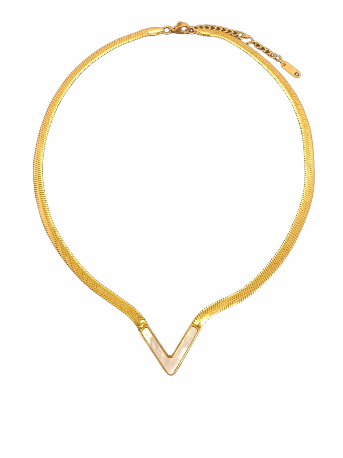COLGANTE FORMA V NACAR GARGANTILLA ACERO MINIMALISTA ENCHAPADO EN ORO 18K - 1