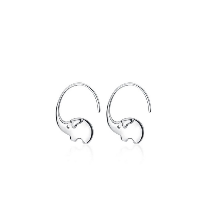 ARGOLLAS HOOP ELEFANTE SUERTE PLATA FINA 925 CHAPADO ORO BLANCO 18K - 1