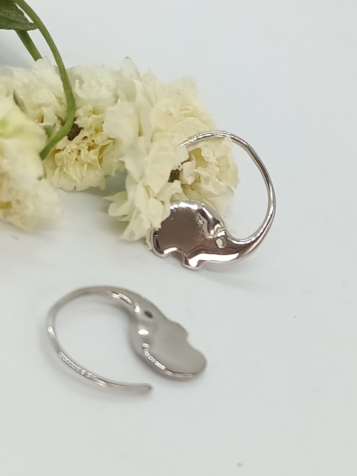 ARGOLLAS HOOP ELEFANTE SUERTE PLATA FINA 925 CHAPADO ORO BLANCO 18K - 3