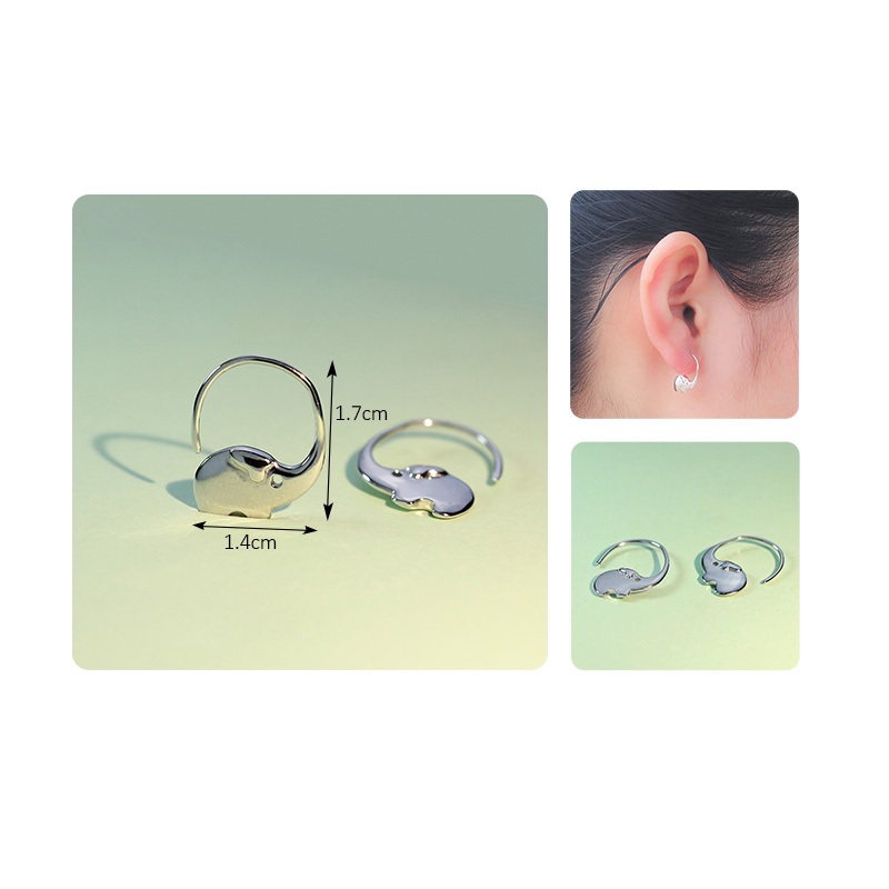 ARGOLLAS HOOP ELEFANTE SUERTE PLATA FINA 925 CHAPADO ORO BLANCO 18K - 4