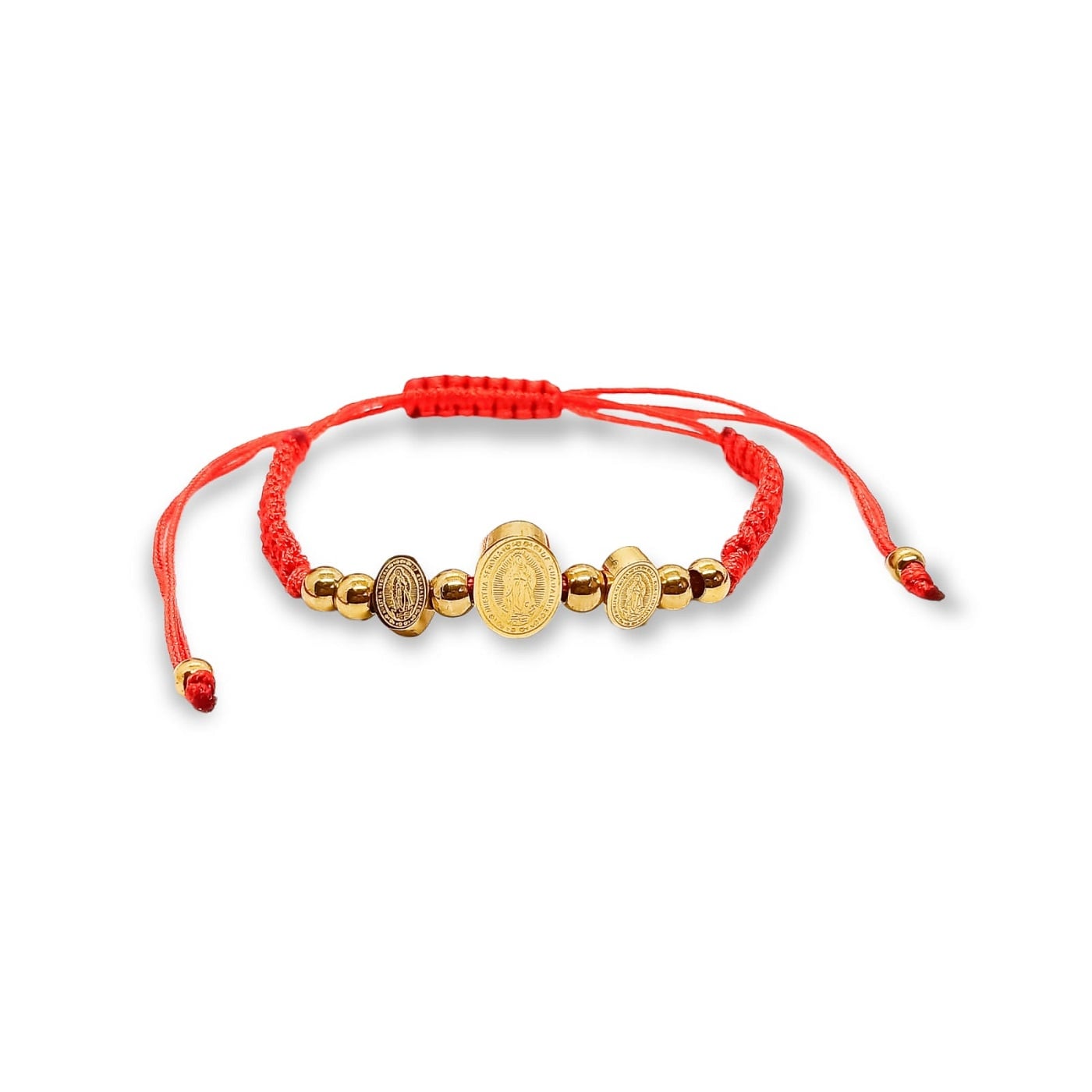 PULSERA AJUSTABLE MEDALLA VIRGEN GUADALUPE CHAPADO ORO AMOR