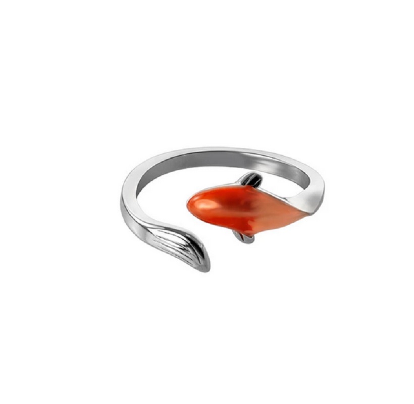 ANILLO AJUSTABLE PEZ NARANJA MAR PLATA 925 AMOR AL MAR LOVE - 1