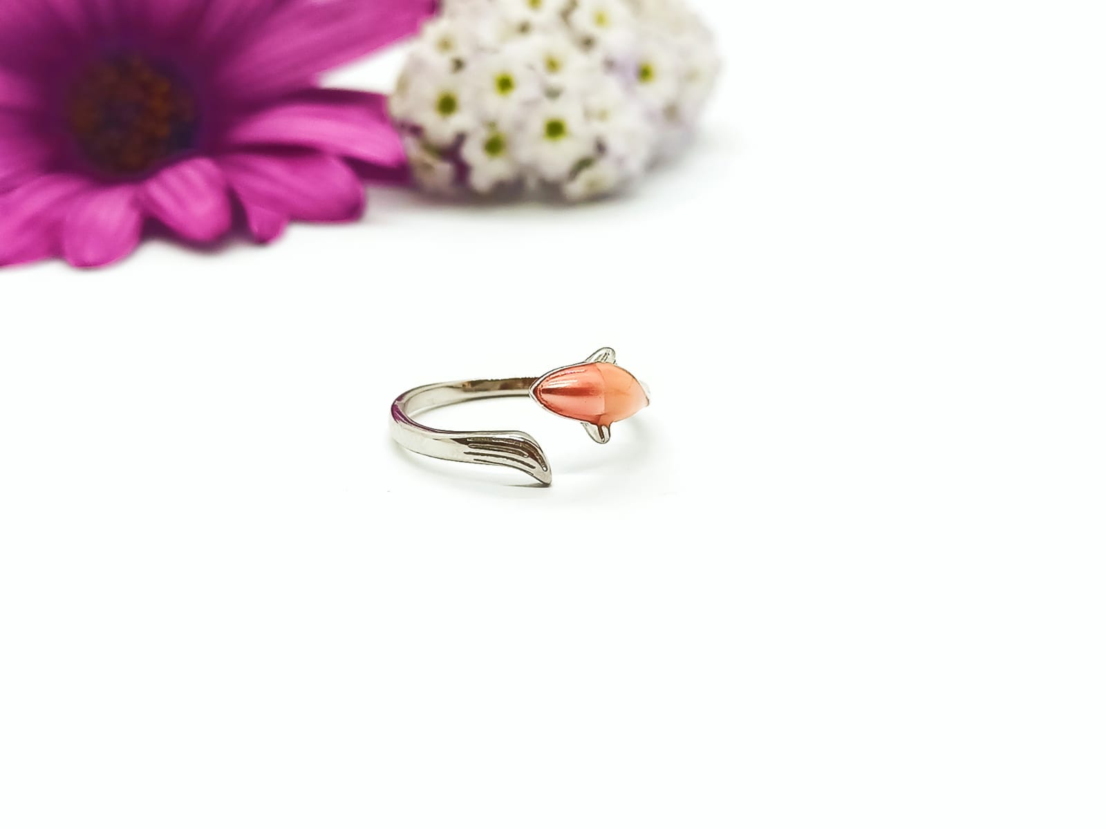 ANILLO AJUSTABLE PEZ NARANJA MAR PLATA 925 AMOR AL MAR LOVE - 3