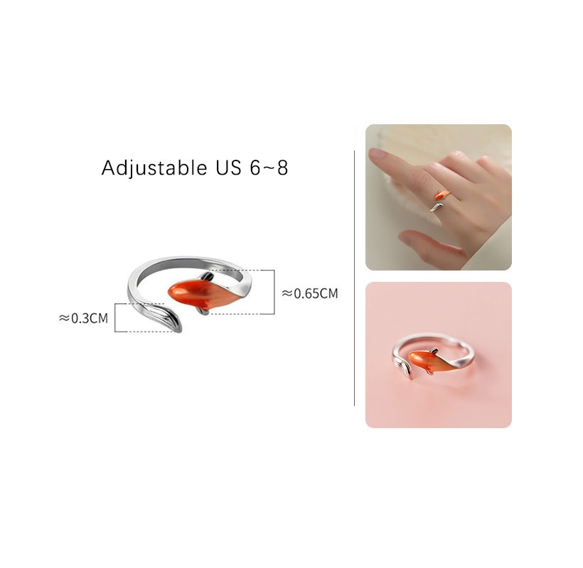 ANILLO AJUSTABLE PEZ NARANJA MAR PLATA 925 AMOR AL MAR LOVE - 4