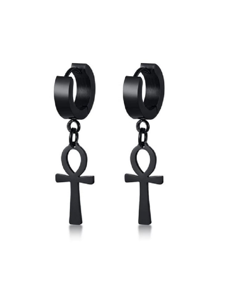 AROS PUNK BLACK ANKH CROSS HOMBRE MUJER ACERO CRUZ NEGRO - 1