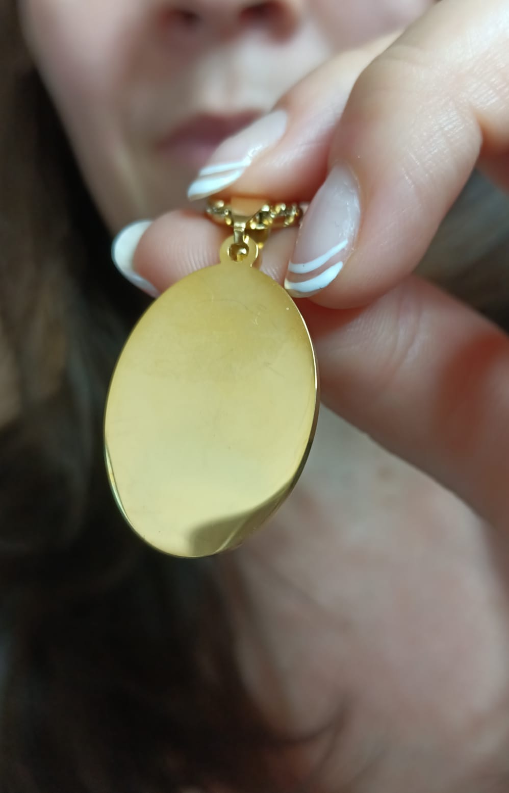 COLGANTE MEDALLA VIRGEN MARIA HIPOALERGENICA ZIRCONIOS CHAPADA EN ORO 18KL - 4
