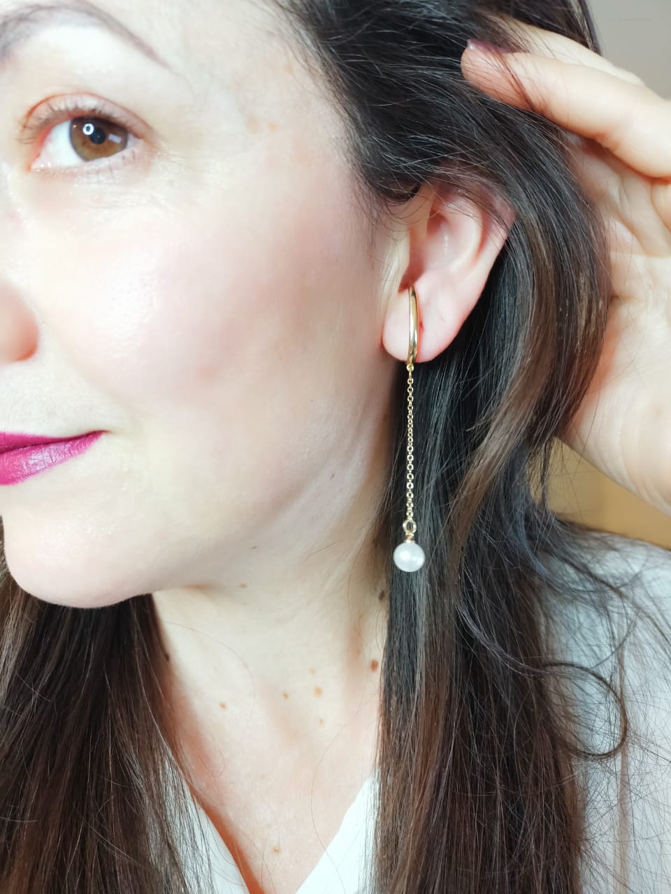 AROS PENDIENTES PERLA SIN HOYOS SIN PERFORACIONES - 2