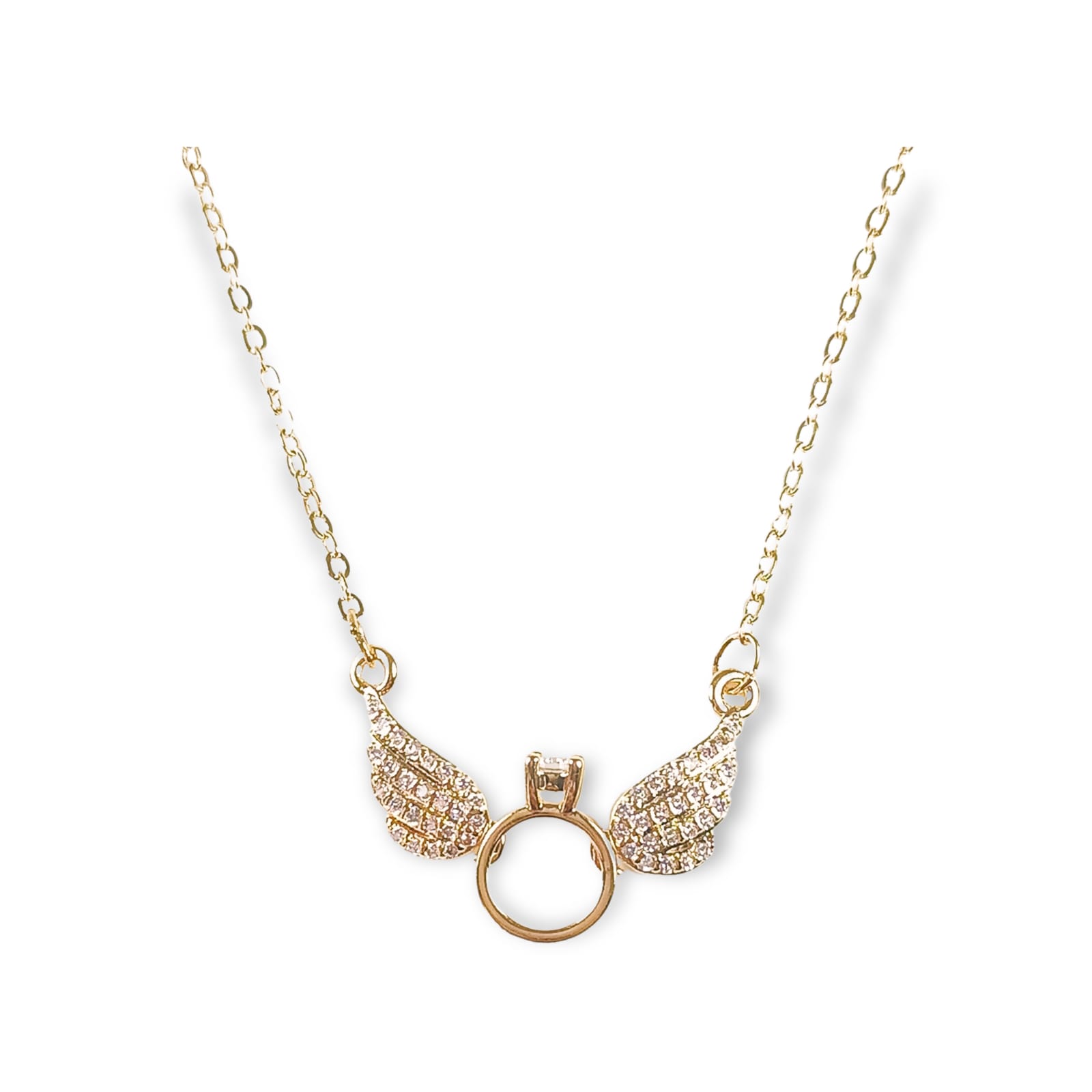 COLGANTE ALAS ZIRCONIA SOLITARIO AMOR ENCHAPADO EN ORO 18K - 1