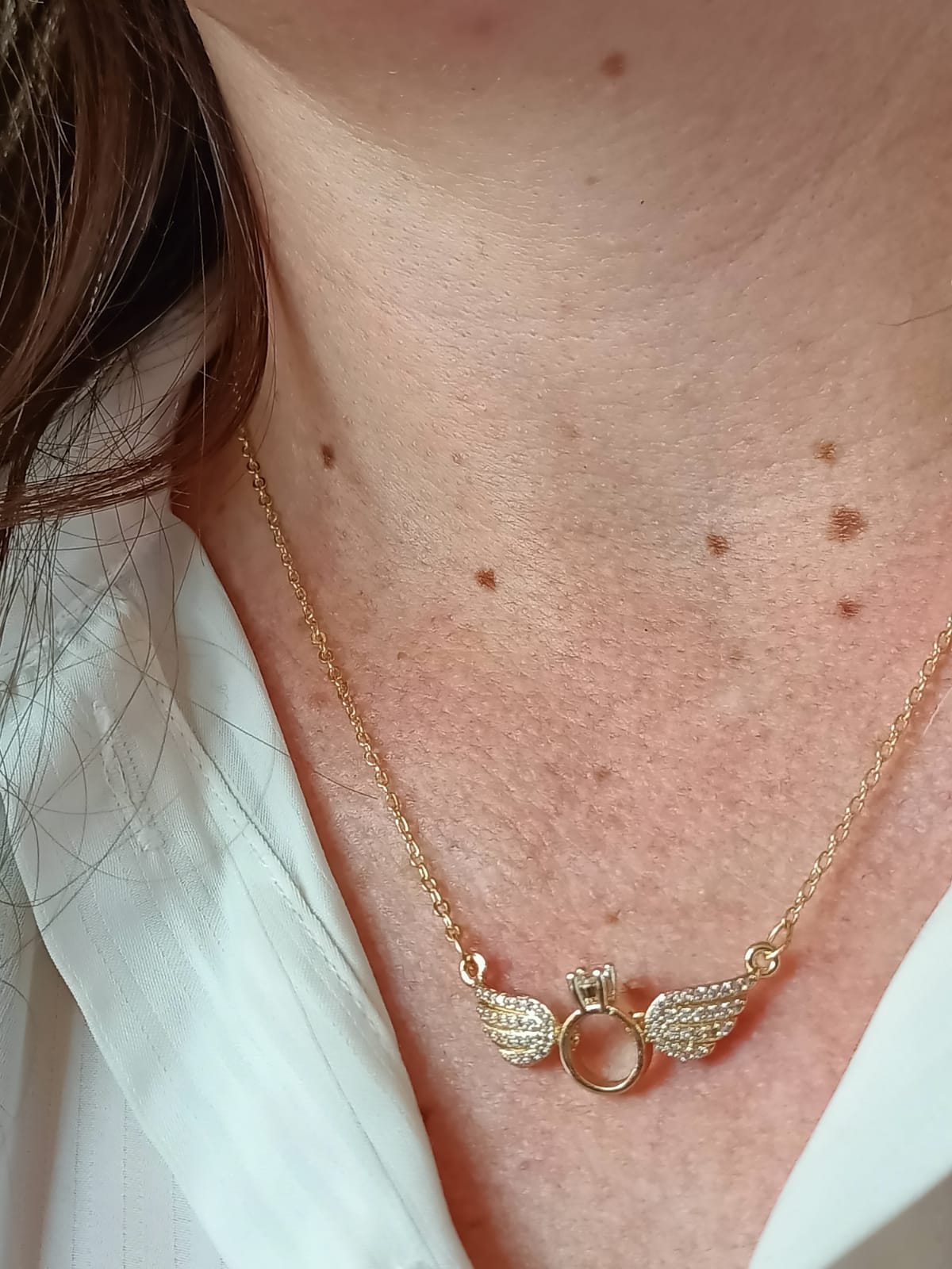 COLGANTE ALAS ZIRCONIA SOLITARIO AMOR ENCHAPADO EN ORO 18K - 2