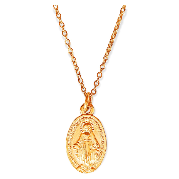 COLGANTE VIRGEN MILAGROSA MARIA DE LOS RAYOS CHAPADA ORO 18K - 1