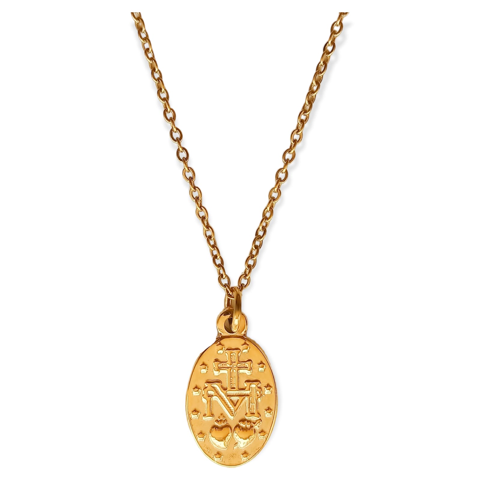 COLGANTE VIRGEN MILAGROSA MARIA DE LOS RAYOS CHAPADA ORO 18K - 4