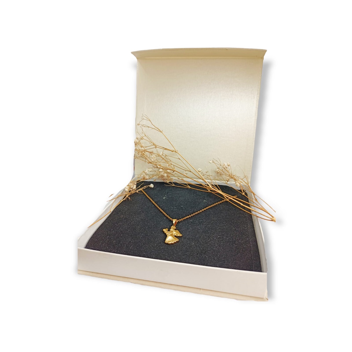 COLGANTE ANGEL GUARDIAN CHAPADO EN ORO CORAZON PROTECCION - 2