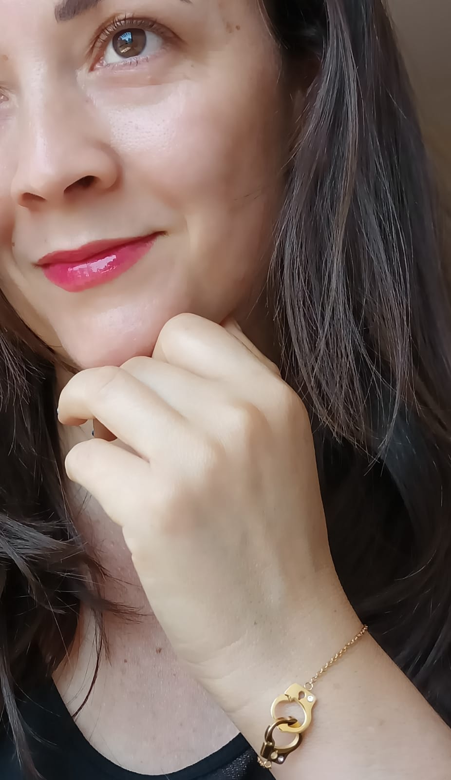 PULSERA DE ACERO CHAPADO EN ORO ESPOSAS CON ZIRCONIAS - 6