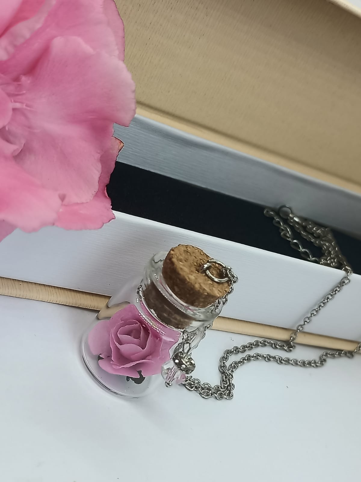 COLGANTE LARGO ROSA EN CRISTAL MODERNO CURIOSO NIÑAS ADULTOS - 1