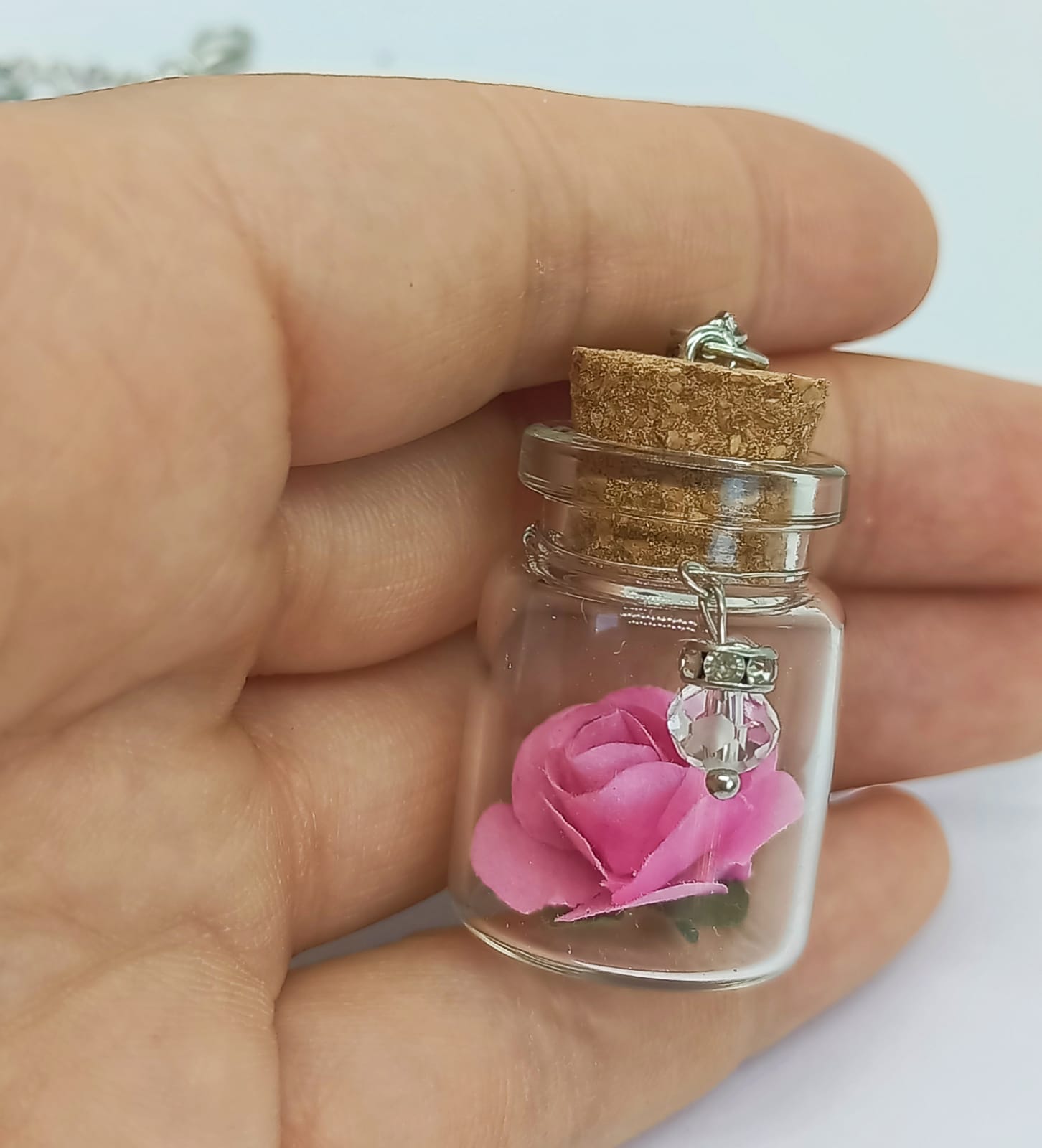 COLGANTE LARGO ROSA EN CRISTAL MODERNO CURIOSO NIÑAS ADULTOS - 3