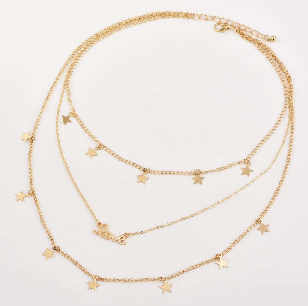 COLLAR GARGANTILLA LOVE COLLAR 3 EN 1 BAÑADA EN ORO 14KL - 2