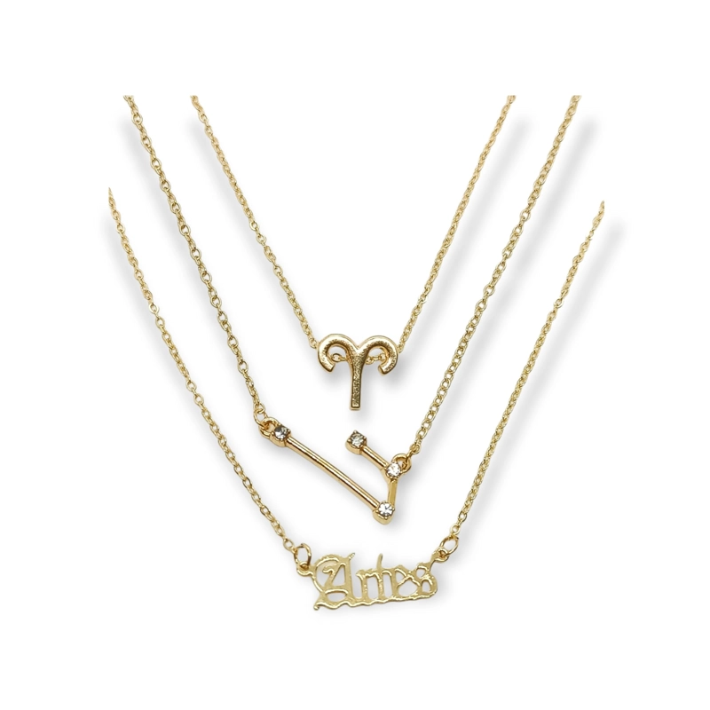 COLLAR MULTICAPA 3 EN 1 COLGANTES ZODIACO CONSTELACIONES ARIES
