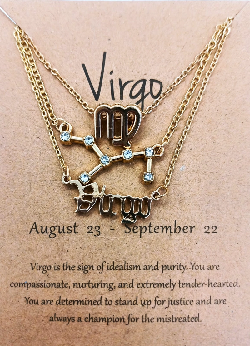 COLLAR MULTICAPA 3 EN 1 COLGANTES ZODIACO CONSTELACIONES VIRGO - 3