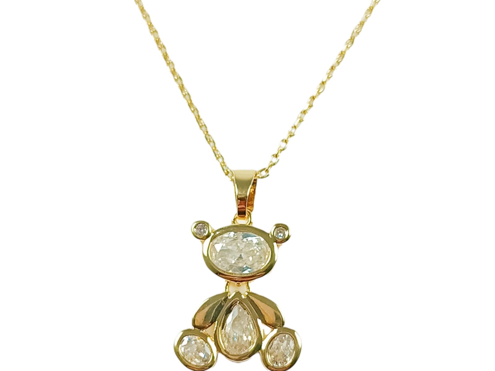 COLGANTE OSO PUNTO DE LUZ ZIRCONIO CHAPADO EN ORO 18KL - 1