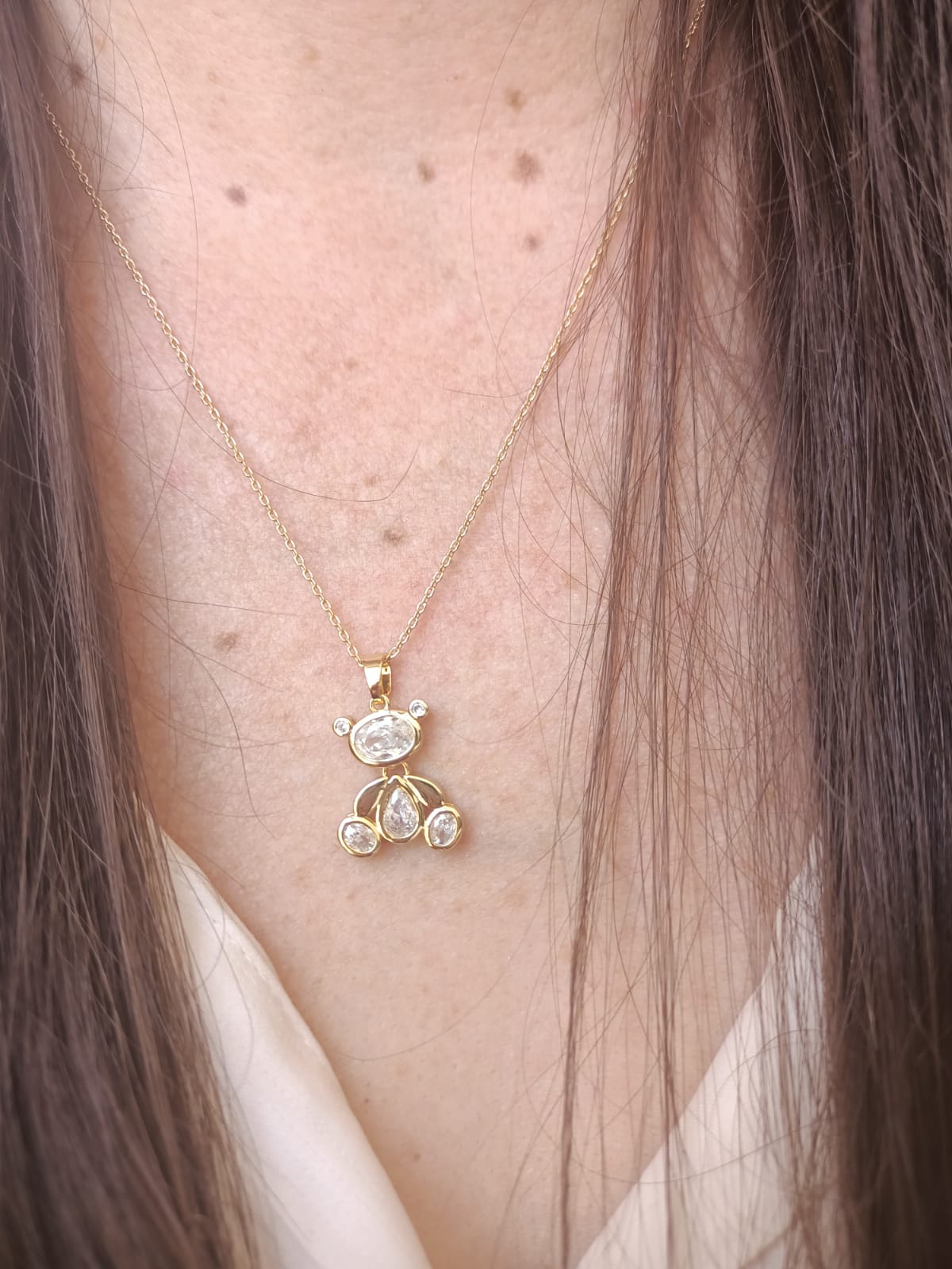 COLGANTE OSO PUNTO DE LUZ ZIRCONIO CHAPADO EN ORO 18KL - 2