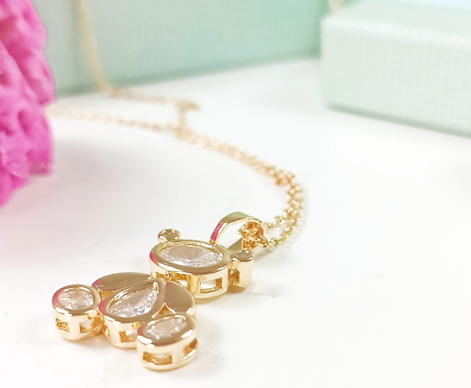 COLGANTE OSO PUNTO DE LUZ ZIRCONIO CHAPADO EN ORO 18KL - 4