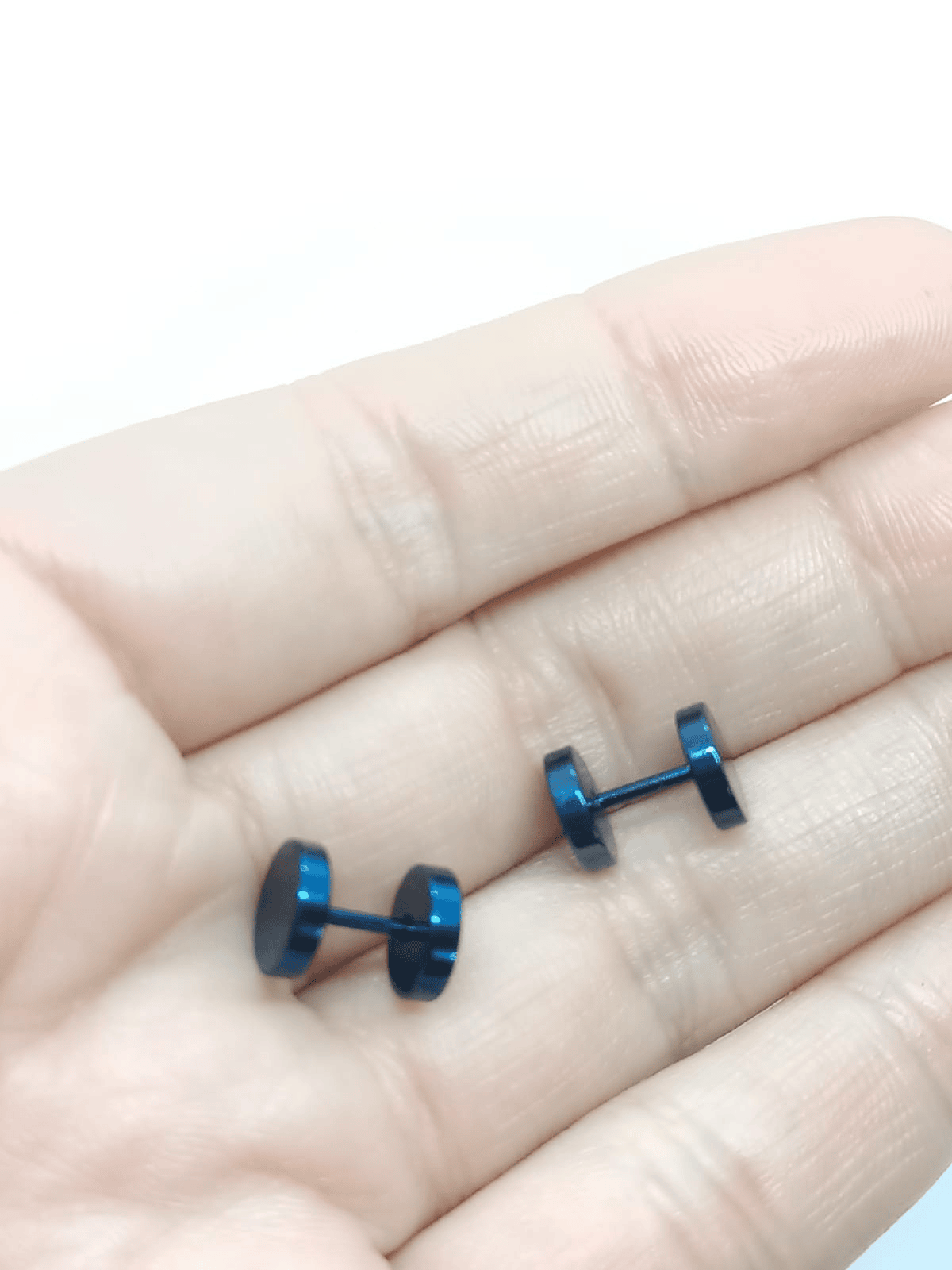 AROS BARBELL PUNK AZUL ELECTRICO SIN GENERO 8MM - 2