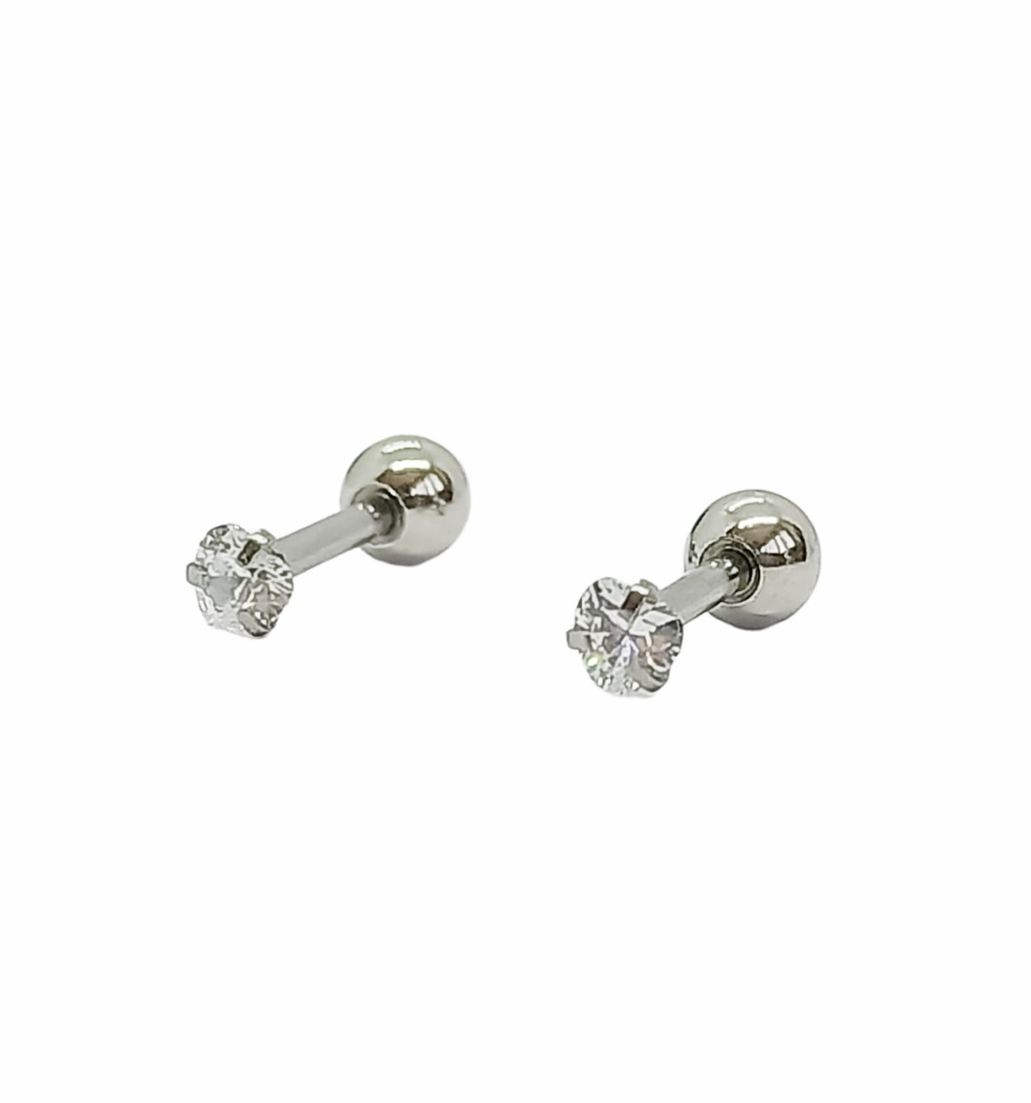AROS DE SEGURIDAD EL BAÚL DE JUMA PUNTOS LUZ ZIRCONIO BLANCO CORAZON 3MM HIPOALERGÉNICO ACERO - 1