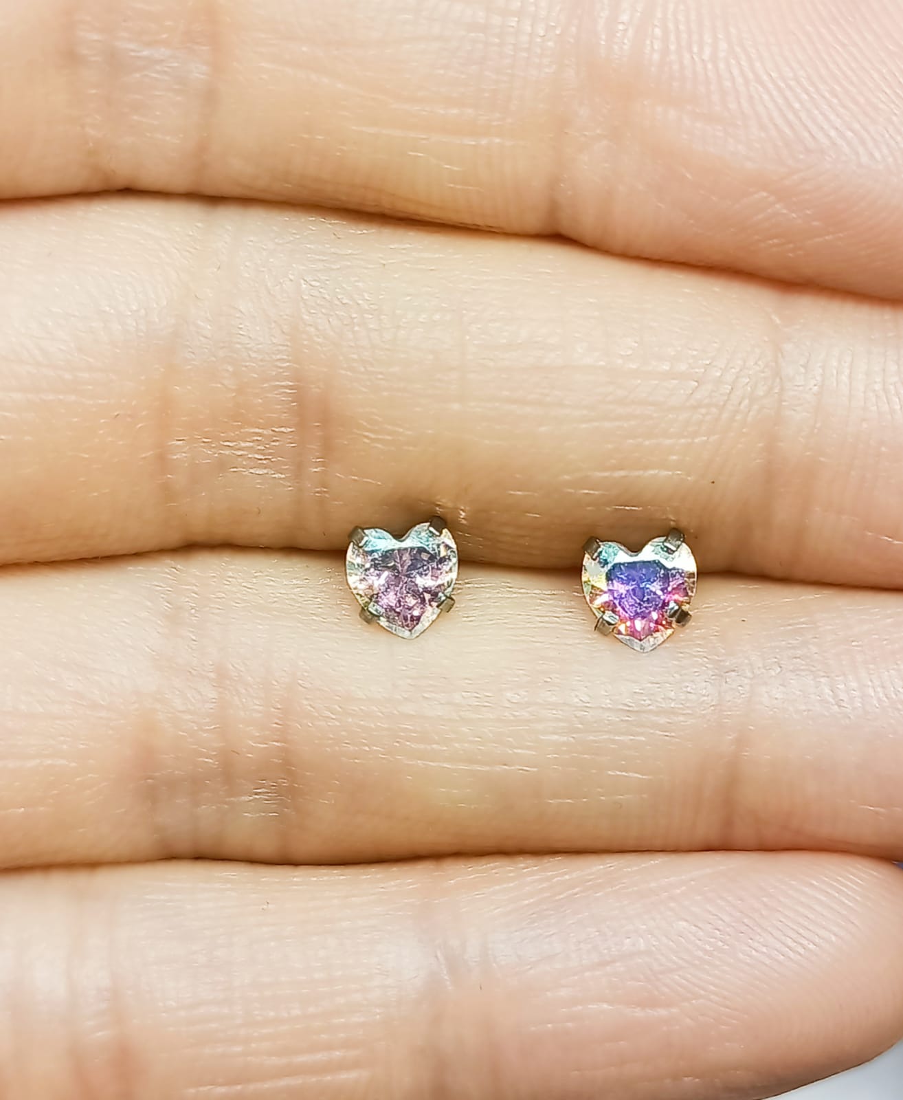 AROS EL BAÚL DE JUMA PUNTO DE LUZ ACERO INOXIDABLE TORNASOL ZIRCONIO CORAZON 5MM - 4