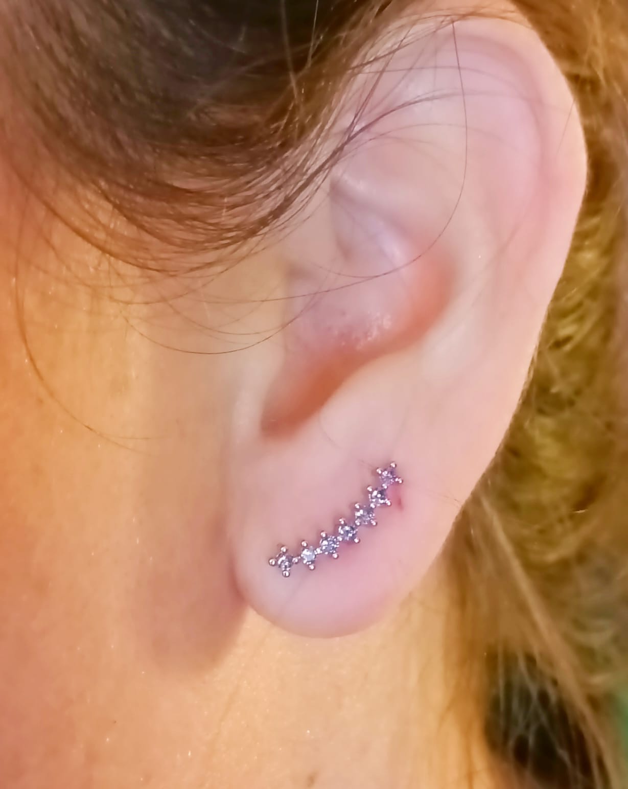 PENDIENTES CURVOS EL BAÚL DE JUMA HIPOLAERGENICOS ZIRCONIO LILA PIERCING HELIX ACERO - 4