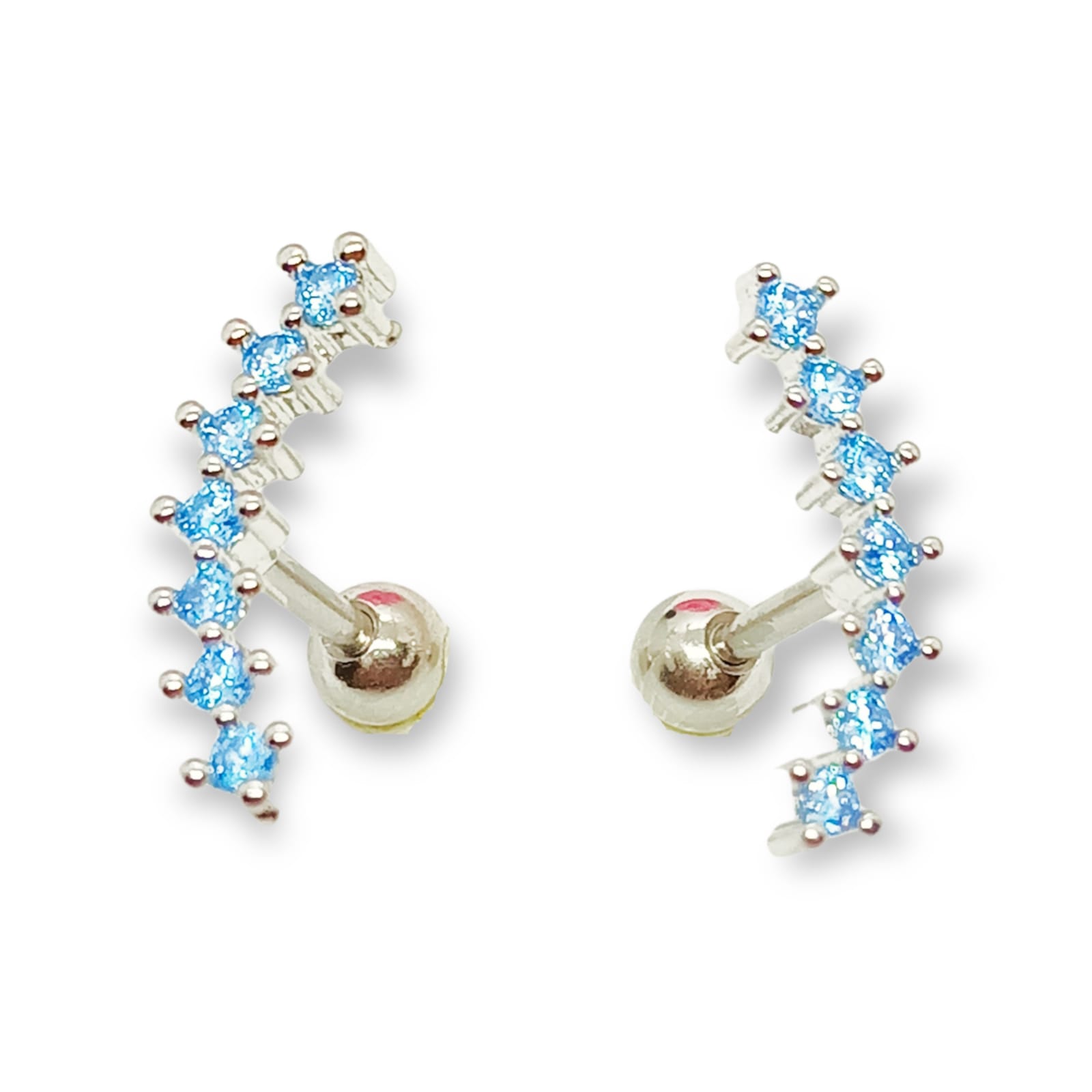 PENDIENTES CURVOS EL BAÚL DE JUMA HIPOLAERGENICOS ZIRCONIO CELESTE PIERCING HELIX ACERO - 1