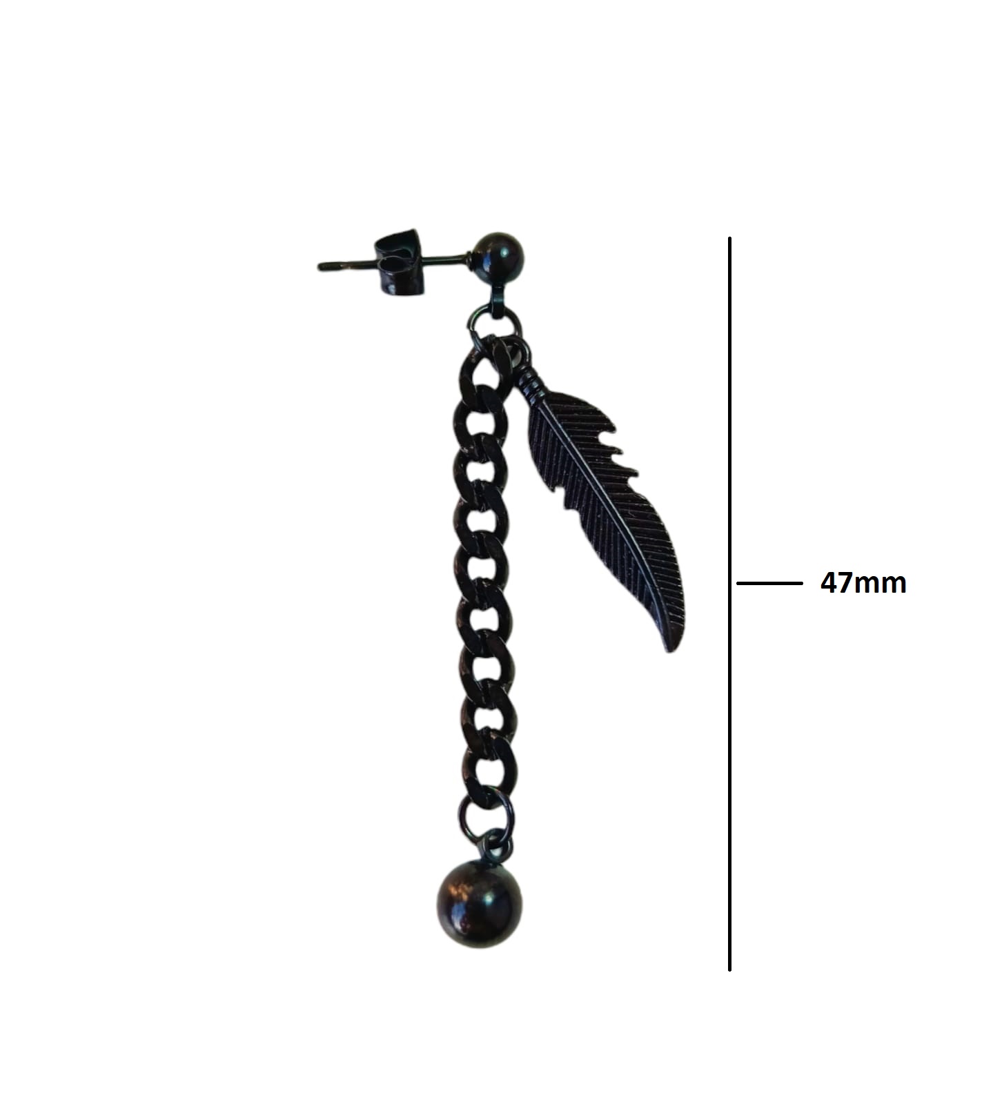 PENDIENTE LARGO KPOP PLUMA ESLABÓN MODA COSPLAY PUNK UNIDAD NEGRO - 4