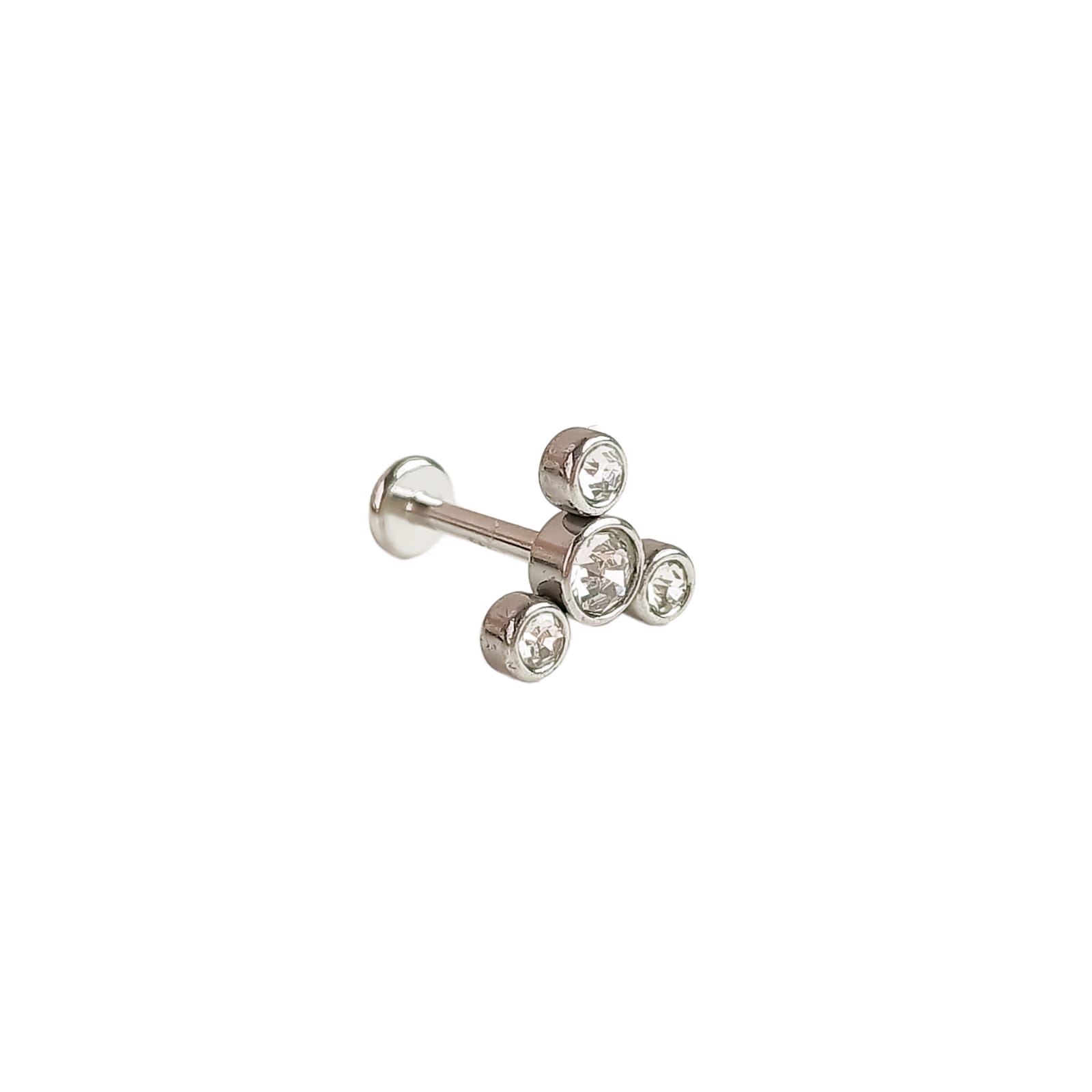 PIERCING OREJA TRAGUS CONCH LABRET MODELO TRIQUETA DE ZIRCONIO HIPOALERGENICO UNIDAD