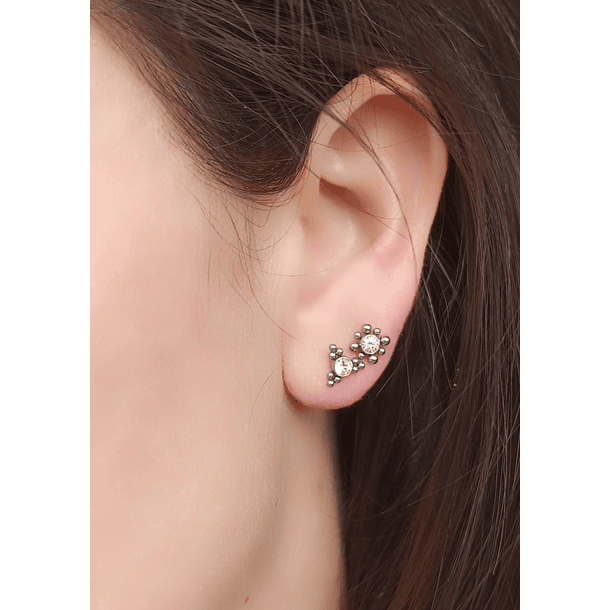 PIERCING OREJA TRAGUS CONCH LABRET MODELO PETALOS HIPOALERGENICO UNIDAD - 2