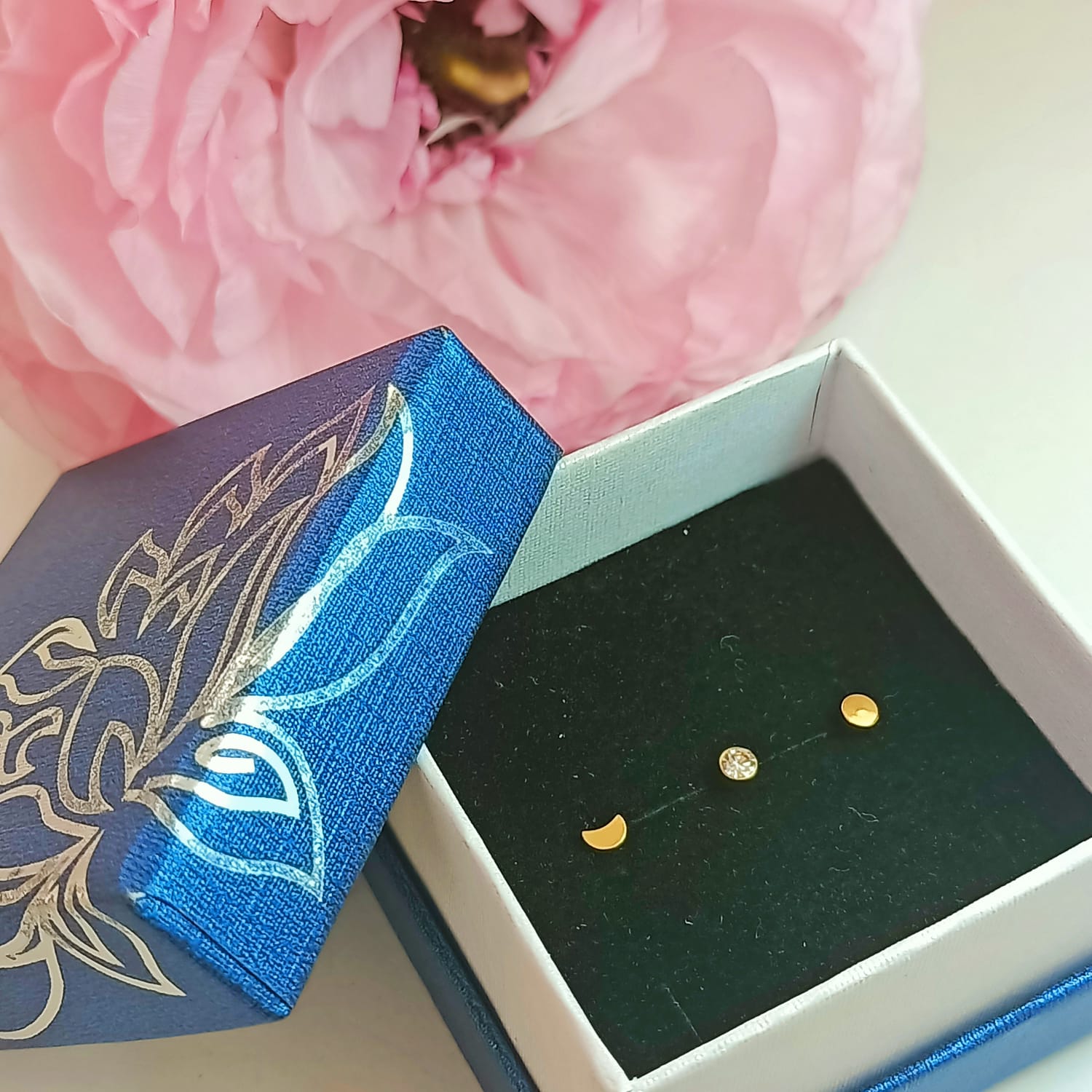 SET PIERCING CHAPADO EN ORO 18K NOSTRIL LABRET SET LUNA PACK - 5
